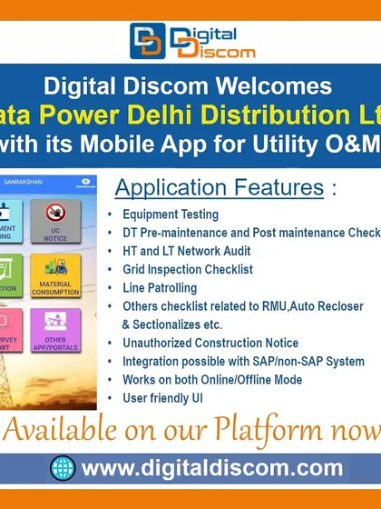 The SANRAKSHAN mobile app from Tata Power DDL is designed for utility Operations & Maintenance. It allows field staff to conduct equipment testing, network audits, and inspections directly from their mobile devices.