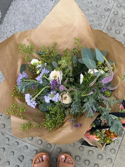 A top-down view of a beautiful wildflower bouquet, showcasing the different textures and colors. This is the kind of beauty I love to carry with me.