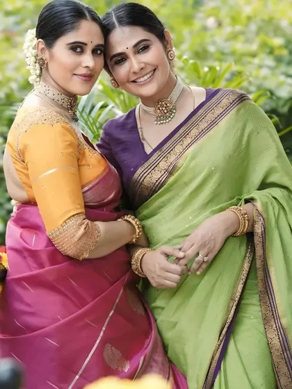 The stunning sisters and actresses in traditional looks. It was a pleasure doing their makeup and seeing them together, looking so elegant in their beautiful silk sarees.