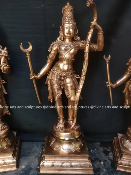 The central figure of the 28-inch Ramar set, Lord Rama himself. He stands ready with his bow, the embodiment of dharma and righteous rule.