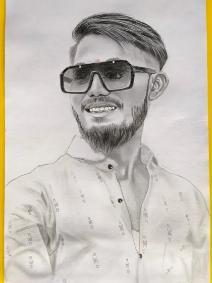 This portrait of a man in sunglasses shows how I handle different textures, from the hair and beard to the reflective lenses.
