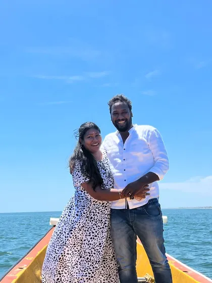 Posing for a photo on their mid-sea adventure. We ensure our clients have a wonderful time and get beautiful pictures to remember the day.