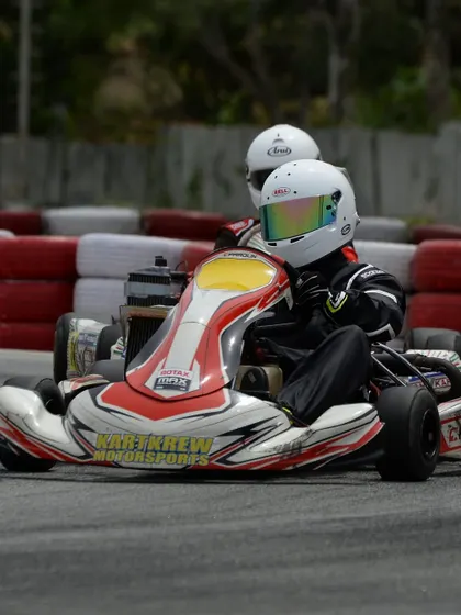 A close-up of two drivers battling for the same piece of tarmac.