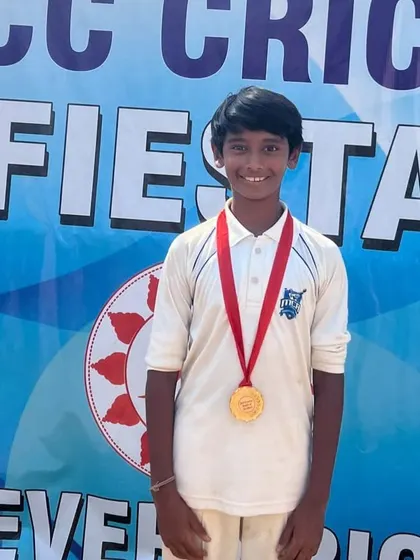 Aniruddh M named Player of the Match for his brilliant 71 runs, part of a match-winning partnership in the RRCC Cup.