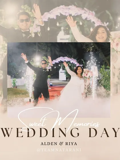 A grand wedding day entrance for Alden and Riya. We choreograph spectacular entries for the bride and groom, complete with special effects like smoke and sparklers to create a truly cinematic moment.