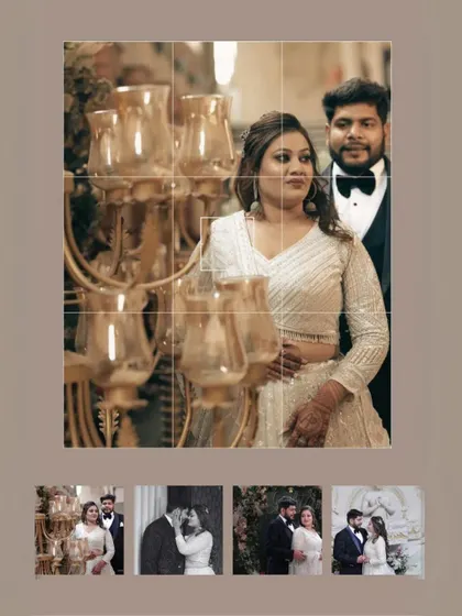 A grid-style collage that brings together multiple portraits from an engagement session, telling a small story in a single image.