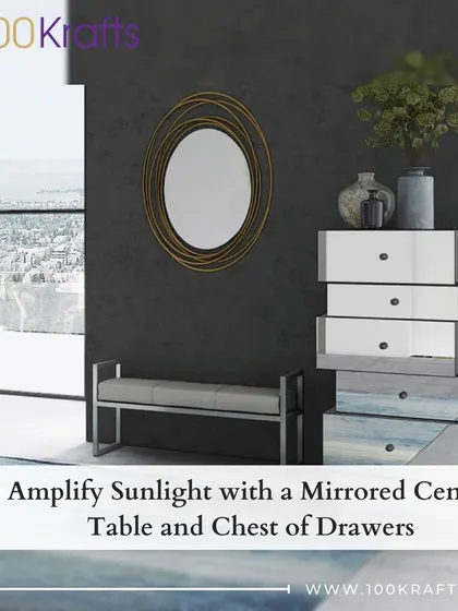 Amplify sunlight and create a sense of space with a mirrored chest of drawers, a functional piece that doubles as a style statement.