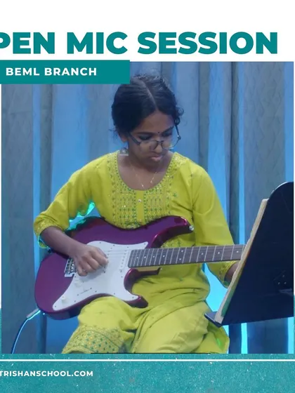 A student on the electric guitar at our BEML branch event. I encourage students to explore different genres, including rock and pop.