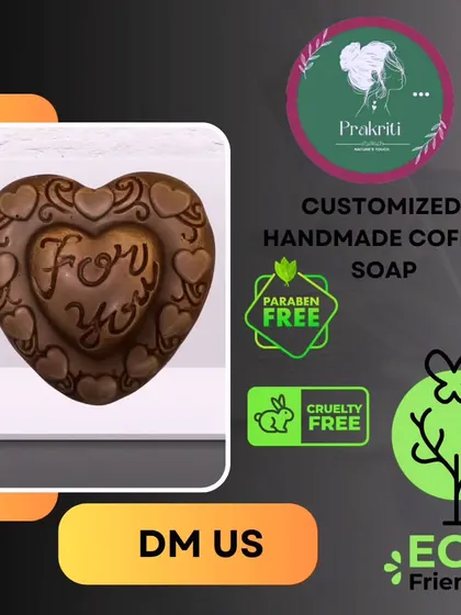 Wake up your skin with my handmade, non-toxic Coffee Soap. This heart-shaped bar gently exfoliates and revitalizes, perfect for all coffee lovers.