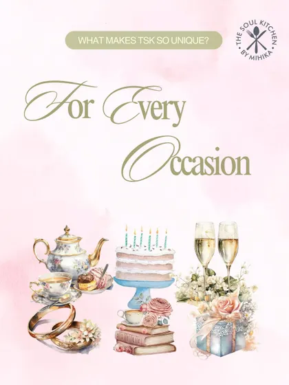 We cater to every occasion. Whether it's a birthday, a high-tea, or an intimate celebration, we design every detail to make your gathering unforgettable.