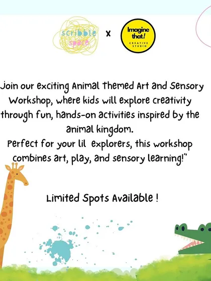 An invitation to our "Rumble in the Jungle" animal-themed workshop. These sessions are perfect for little explorers who love animals and enjoy hands-on sensory learning.