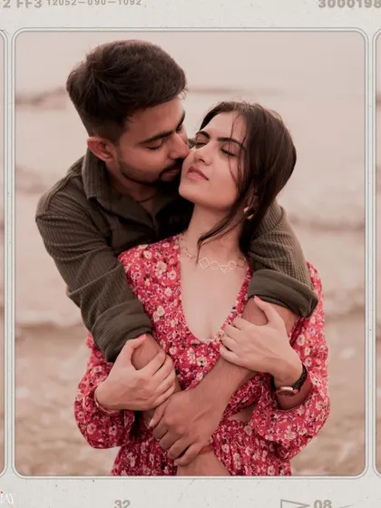 An intimate embrace, capturing a tender moment between the couple.