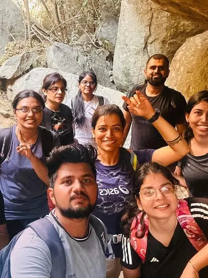 The team inside the narrow caves of Antaragange, a thrilling part of the adventure.