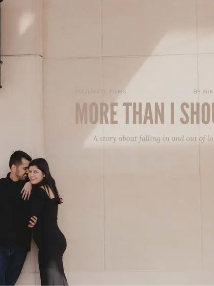 Another example of a cinematic title card. The soft light and the couple's embrace create a romantic mood, while the text adds a narrative layer to the image.