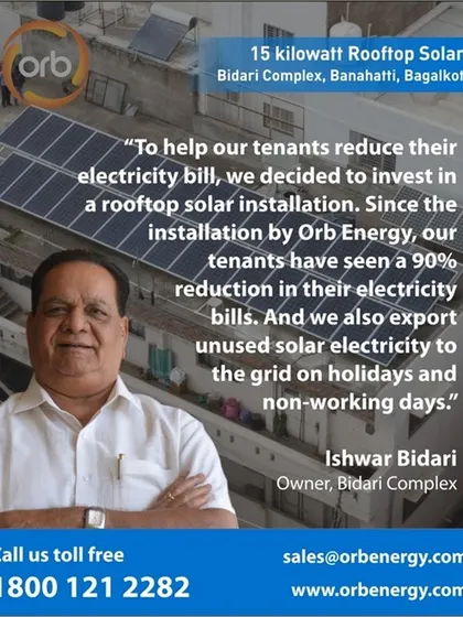 The owner of Bidari Complex is helping his tenants save 90% on their electricity bills with a 15-kilowatt rooftop system. He also earns extra income by exporting unused solar electricity to the grid.