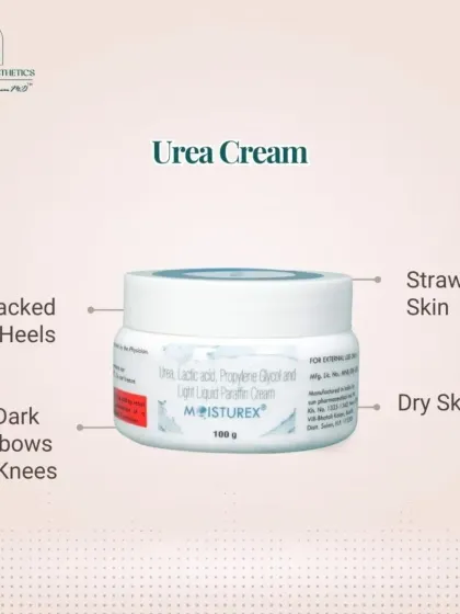 Urea cream is a fantastic solution for dry, rough skin. It's perfect for treating cracked heels, dark elbows and knees, and even strawberry skin (keratosis pilaris).