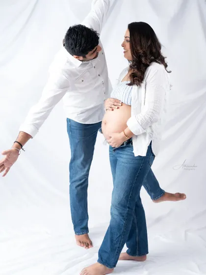 A dynamic and fun shot. This couple's playful energy is contagious, and we love capturing these moments of pure joy.