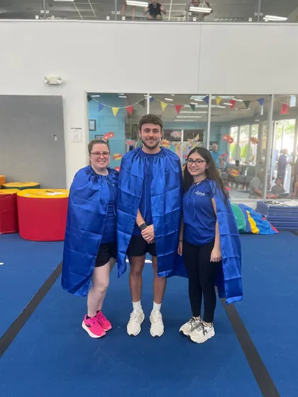 Our blue-caped heroes strike a pose. No matter the theme, our team is dedicated to making your child's party an unforgettable adventure.