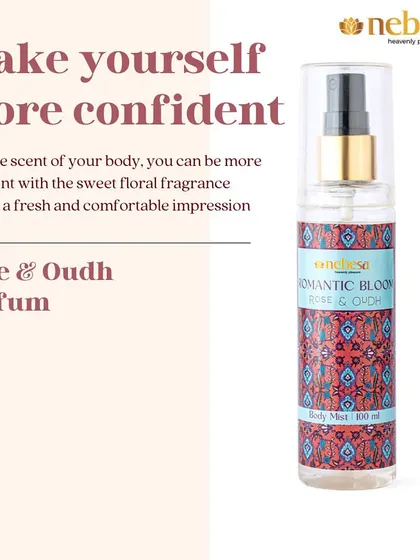 My Rose & Oudh body mist is designed to make you feel more confident. It has a rich, sweet floral fragrance that is both fresh and sophisticated, making it perfect for any occasion.
