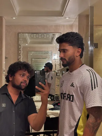 Another angle of Nitish Kumar Reddy's mullet.