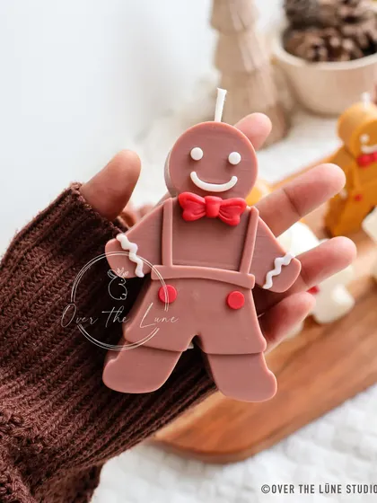 A darker, chocolate-colored gingerbread man candle. I love offering a variety of shades to create a diverse and adorable gingerbread family.