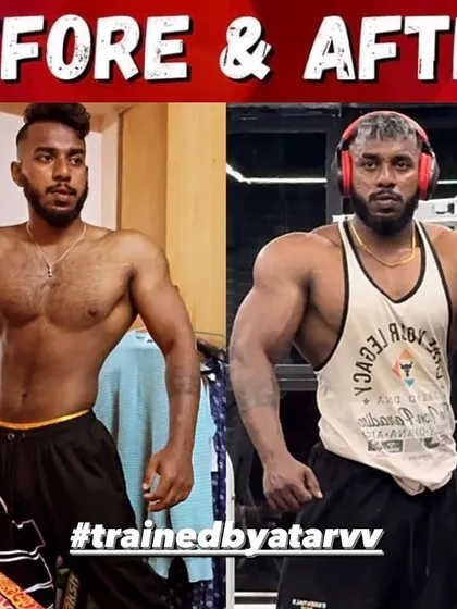 A clearer view of the bulking transformation. You can see the added size and fullness in the chest, shoulders, and arms while keeping a tight waist.