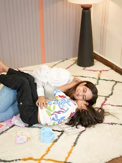 A sweet moment of connection on our floor rug. These are the moments that matter most, and a comfortable space makes them even more special.