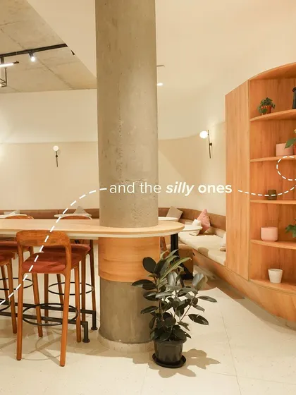 And for the silly ones, we have fun spaces like our high-top counter and bookshelf nooks to gather with friends.