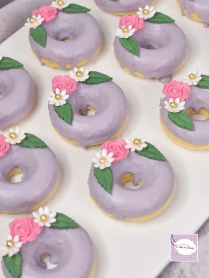 Another view of the floral baked donuts.