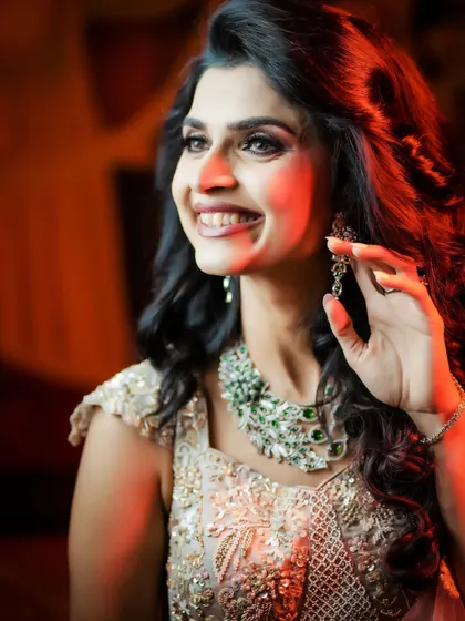 Another angle of the happy bride at her reception.