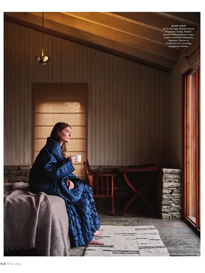 A moment of peace in one of the guest rooms at Shakti Prana, as captured in a travel magazine. The design emphasizes natural light and materials, with large windows opening up to the mountain air.