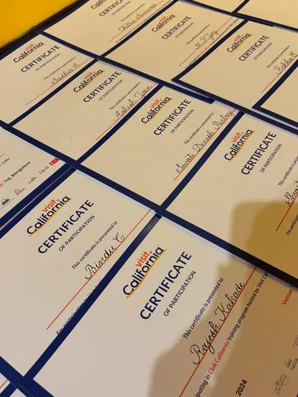 A lovely afternoon spent addressing over 45 certificates with my brush pen for a Visit California event at Taj MG Road, Bangalore. It's always a joy to contribute to such a wonderful event.