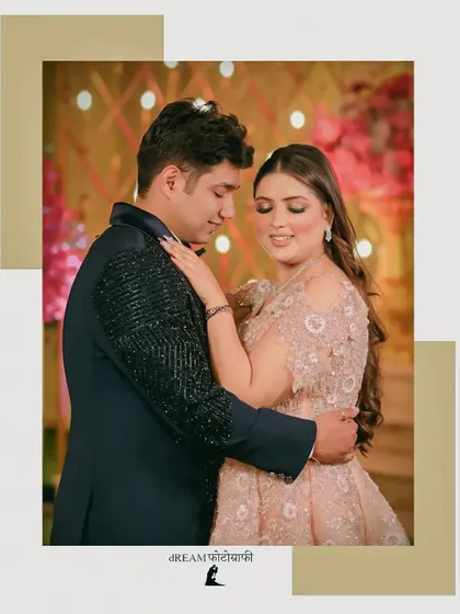A romantic dance pose of Vansh and Karishma, captured against a beautifully lit backdrop.