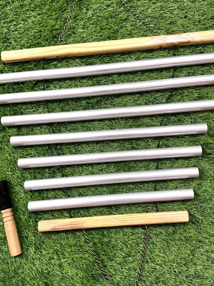 A close-up of our 7-pipe swinging chimes. We use premium-grade, 2mm diameter aluminum, which provides superior durability and a long-lasting, resonant sound compared to standard chimes.