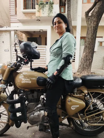 Geared up and ready to go. This graduate showcases her new skills and confidence, fully equipped for a safe and exhilarating ride.