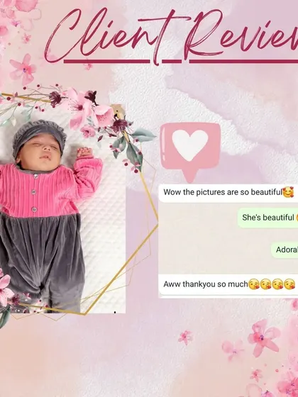 "Wow the pictures are so beautiful. She's beautiful." This little one is absolutely adorable, and I'm so happy you love the photos of her in her cozy pink and grey outfit.