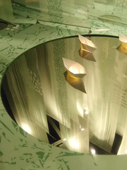 An installation for the 'Cherish' theme, where we created an experience of forest bathing through layered fabrics. Paper boats float on pools of reflection, inviting viewers to be present in the 'now' and find something worth cherishing in the moment.