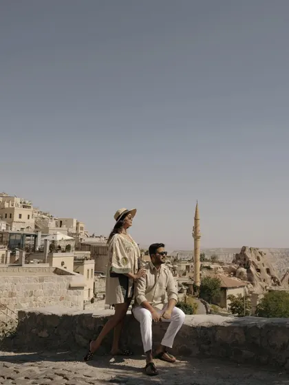 A pre wedding portrait of Sankriti and Rahul against the unique cityscape of Cappadocia, Turkey. My destination shoots are about immersing ourselves in the location to tell a story that is both adventurous and romantic.