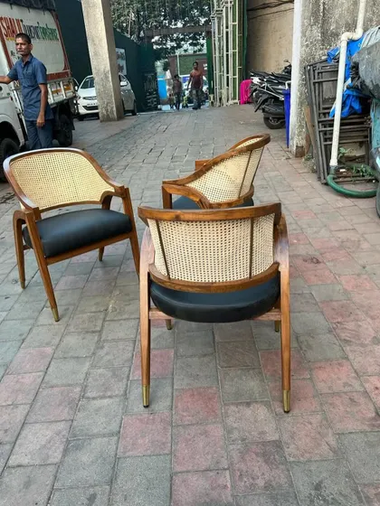 A slightly different angle of the same set of three chairs.