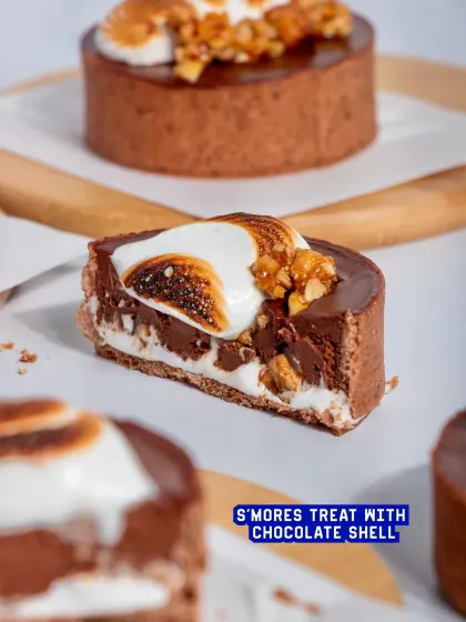 A cross-section of the S'mores Tart, showing all the delicious layers.