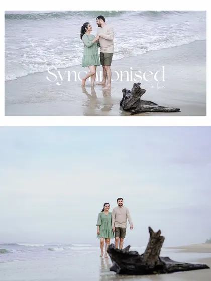 A series of shots showing the couple in sync on a Goan beach, walking by the water and enjoying the serene environment.