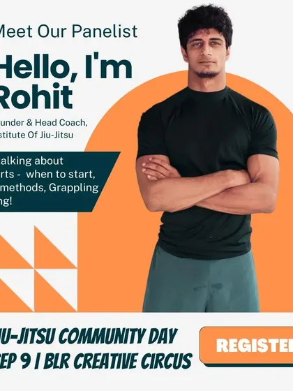 Our head coach Rohit speaking at the Jiu-Jitsu Community Day. We believe in sharing knowledge not just on the mats, but through events that bring athletes together to discuss the art and sport of martial arts.