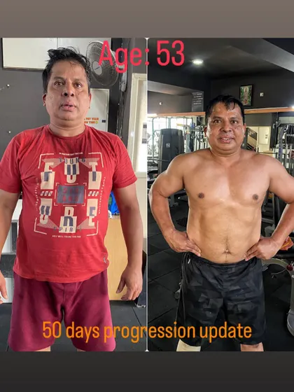 Age is just a number. At 53, this client made incredible progress in just 50 days. His transformation proves that with the right plan and determination, you can build muscle and lose fat at any age.