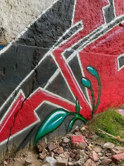Detail shot of the foliage I added to the base of the letters, integrating the artwork with the grassy ground.