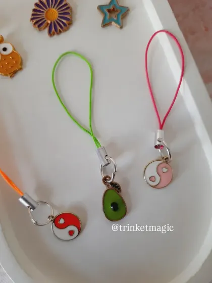 More of my favorite enamel charms: the avocado and two different colored yin-yangs. They add such a fun and quirky touch.
