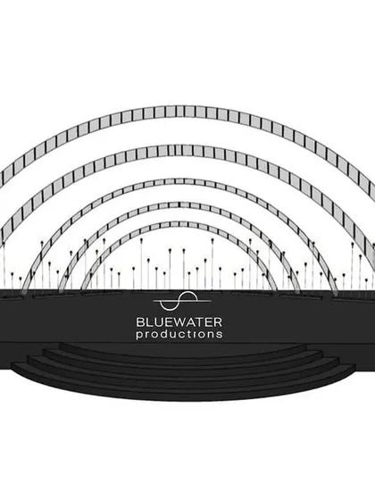 From digital sketch to reality. This is the initial 3D render of the Sangeet stage, showing how we plan every structural detail before fabrication begins.