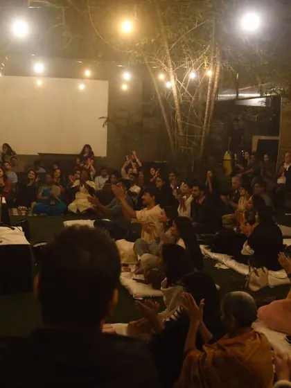 This is the kind of atmosphere I love to create. Everyone sitting together, close to the music, under the warm lights of the courtyard. It’s not a formal concert, it’s a shared experience with artists like Ustad Faiyaz Khan and my brother Sarfaraaz Khan.