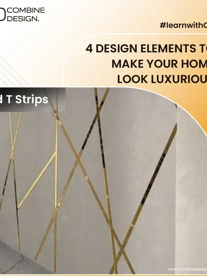 This graphic shares four simple design elements to make your home look more luxurious. Incorporating mirrors, gold T-strips, wall lamps, and statement hanging lights can instantly elevate your space.