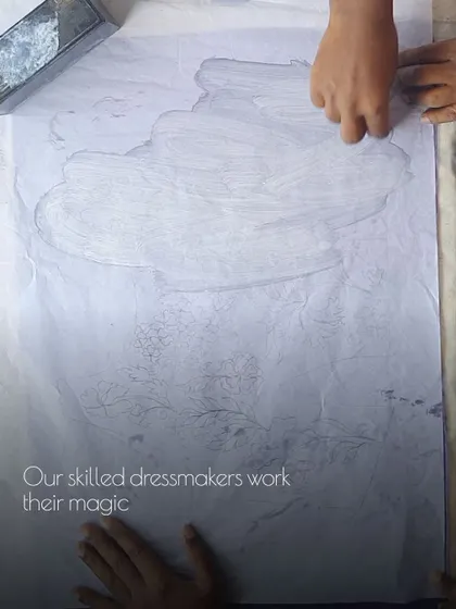 My skilled dressmakers work their magic, transforming a simple sketch into a beautiful lavender lehenga, a true reflection of your vision.