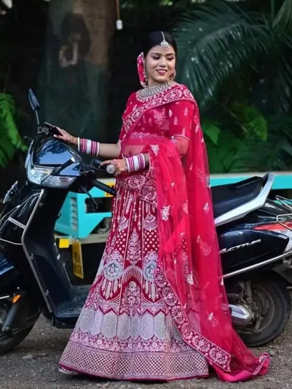 A fun and modern bridal shot. Who says a bride can't pose with a scooter? Renting gives you the freedom to be you.